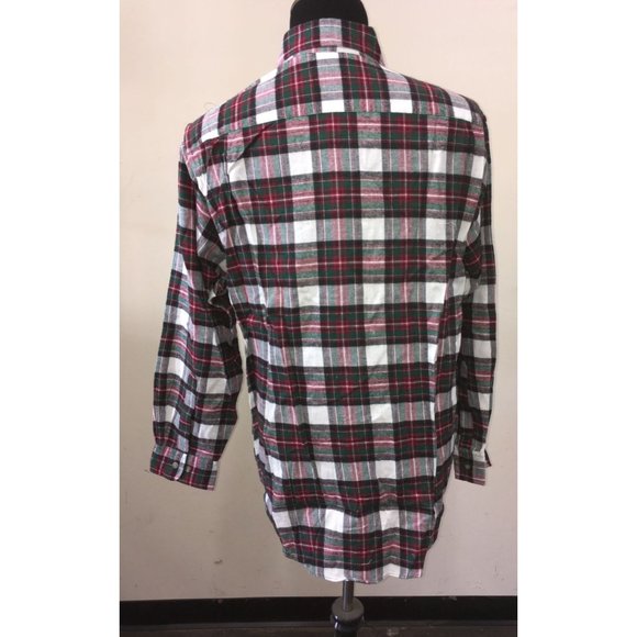 David Taylor Mens Red, Green, White Plaid Button Up Flannel Shirt Size L- NWT - Picture 4 of 4